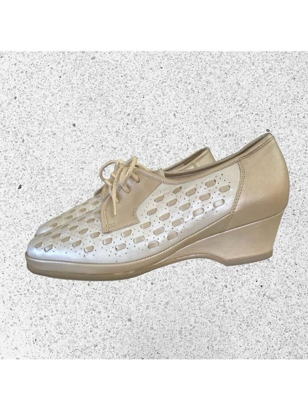 Fazan Two Tone Oxford Wedge Heel All Leather Spectator Shoes Women’s Sz. 7 - Picture 8 of 10